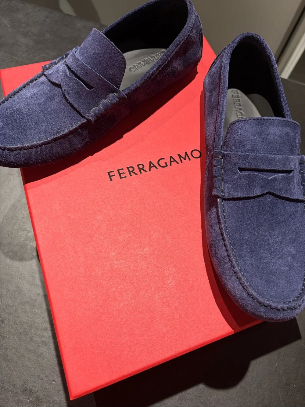 Salvatore Ferragamo Men's loafers Green midnight Navy Suede Nero skin lng $995